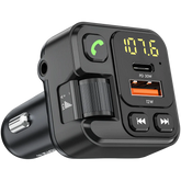 Ambrane Bluetooth FM Transmitter in Car Radio Adapter for Hands-Free Calling, Type-C (30W) PD Technology & USB-A (12W) Dual Ports, Fast Charger, Music Streaming, Supports All Smartphone (Car Connect)